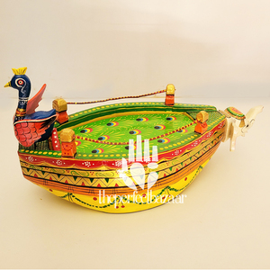 เรือไม้ทาสีลายหัวนกยูงและช้างจาก Theperfectbazaar - Product Image 5