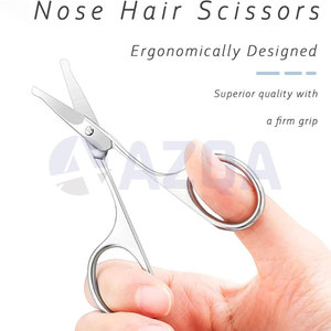 Juego de tijeras de acero inoxidable para cutículas, cejas y vello de la nariz con puntas finas rectas y curvas para un aseo profesional. - Product Image 2