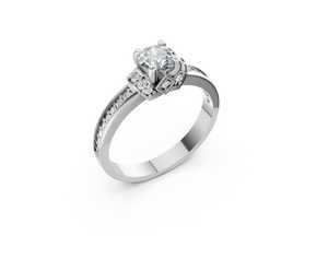 Anillo de Compromiso Clásico de Lujo para Mujer con Moissanita, Corte Brillante, Engaste Pavé, Plata Plateada con Baño de Platino, Anillo de Boda con Engaste de Garras - Product Image 1