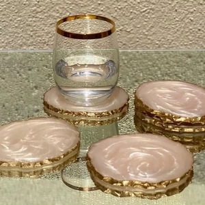 High Quality Eco-Friendly Modern Resin Oval <b>Coaster</b> <b>Green</b> Gold Leaf Design 400mm Diameter 5mm Thick Home Wedding Cafe Restaurant - Product Image 6