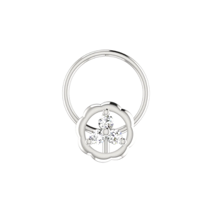 AJRETAIL Bijou de piercing pour femme en or 14K, diamant naturel taille brillant 0,045 ct, clou de nez, design Trio de fleurs, style ethnique - Product Image 3