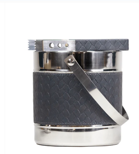 Stainless steel <b>ice</b> bucket with handle and leather wrap insulated wine <b>cooler</b> bar <b>ice</b> holder for parties and home use daily - Product Image 1