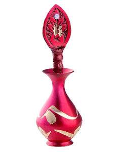 Vase en métal rouge avec motif doré en relief, forme irrégulière, art populaire, décoration d'intérieur, finition émaillée sculptée à la main - Product Image 1