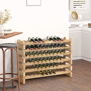 Elegante Portabottiglie in Legno per 72 Bottiglie, Design Antico, Finitura in Legno Naturale, Impilabile, per Cucina, Cantina, Sala da Pranzo - Product Image 4