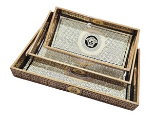 Platos de madera esmaltados impresos al mejor precio Plato de madera con estampado floral Esmaltes Plato de madera impreso Hecho EN LA India - Product Image 2