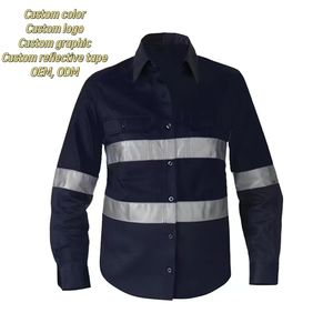 EN20471 ANSI Class 3 Men Construction Industrial Safety Reflective Workwear Shirts Long Sleeve <b>Hi</b> <b>Vis</b> Cotton Works Shirts - Product Image 4