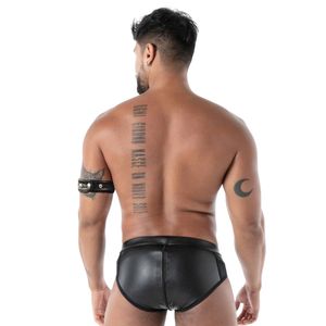 Brazalete Kinky Pocket Negro de Cuero para Hombre, Accesorio Fetichista, Banda Ajustable - Product Image 4