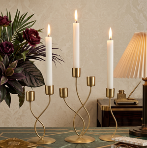 Gold Tapered Metal Candlestick <b>Holder</b> Straight Shape Durable Heat Resistant For Home Valentine's Day Decoration - Product Image 4