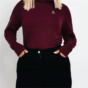 Camiseta de Manga Larga con Cuello Alto para Mujer, Informal, de Verano, Lisa, 100% Algodón Orgánico, con Logotipo, Transpirable, Ecológica, de Secado Rápido - Product Image 1