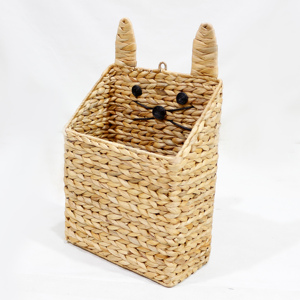 Handmade Water Hyacinth Cat Wall <b>Hanging</b> Basket Nursery Toy Storage Organizer <b>Bin</b> - Product Image 3