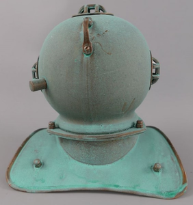 Casco de Buceo Antiguo de Cobre, Casco de Buceo Vintage para Aguas Profundas, Acabado Verdigris, Decoración Náutica Marítima, Réplica para Exhibición - Product Image 3