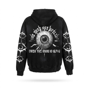 Sudadera con Capucha y Cremallera Oversize para Hombre, Diseño Gráfico, Mezcla de Algodón, Estilo Urbano, Ropa Casual, Unisex, Premium - Product Image 3