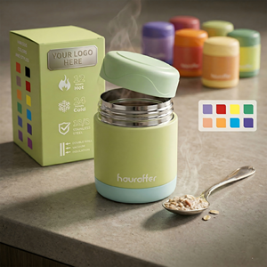 HOUROFFER Contenant alimentaire thermique de 300 ml en acier inoxydable isolé sous vide, <span class=keywords><strong>thermos</strong></span> à soupe et couvercle anti-fuite <span class=keywords><strong>pour</strong></span> enfants - Product Image 1