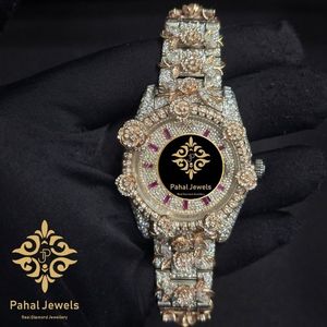 Reloj de Pulsera Mecánico de Lujo de Alta Calidad, Automático, en Tono Oro Rosa, con Diamantes, Brazalete con Eslabones Florales de Diamantes de Imitación, Regalo de Joyería - Product Image 1