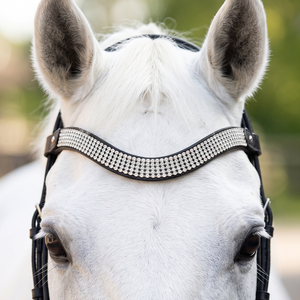 Luxury Crystal Rhinestone Curved Horse Browband Premium Leather English Bridle <b>Equestrian</b> Riding Horse Show Comfortable Durable - Product Image 1