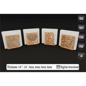 Soporte para caja de pañuelos de madera con diseño de corte láser, soporte decorativo moderno independiente para uso en mesa del hogar - Product Image 5