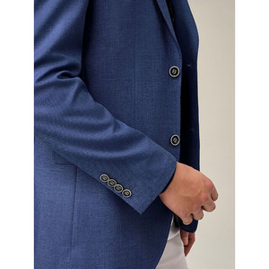 Blazer bleu pour homme SHAGHAF, simple boutonnage, revers cranté, style italien, costume d'affaires, anti-plis, polyester tissé 220g, coupe classique - Product Image 4