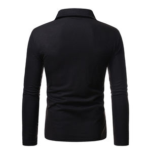Camisa de punto bordada lisa para hombre al por mayor, 100% algodón, manga larga, cuello alto, casual, ecológica, de secado rápido, antipilling - Product Image 4