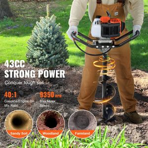 Perforadora de postes a gasolina de 43cc y 1250W con broca de 8 pulgadas y barrena de 30 pulgadas de aleación, perforadora de tierra de 43cc y 1250W - Product Image 6