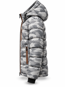 <b>Men's</b> Gray Hooded Waterproof Quick Dry Puffer <b>Jacket</b> Winter Warm Windproof Zipper Front <b>Casual</b> Thick Polyester Wadding Regular - Product Image 2