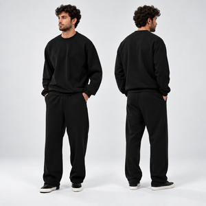 HAND MARICLES Survêtement d'hiver à capuche pour homme, 100% Coton épais, style Streetwear, Sweat-shirt et pantalon de jogging, Séchage rapide, Cordon de serrage - Product Image 3