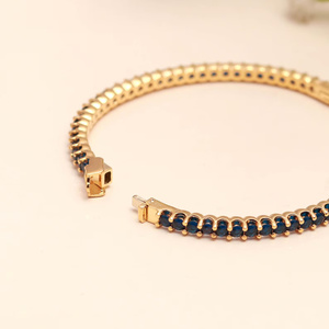 Pulsera de tenis con gema de zafiro azul, joyería clásica de plata, regalo de piedra de nacimiento de septiembre para mujer, producto al por mayor - Product Image 3