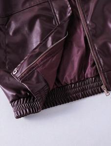 Brown Premium Quality Varsity <b>Jacket</b> Zipper Leather Look <b>Men's</b> Bomber Coat Cotton Lining Winter Outerwear - Product Image 4