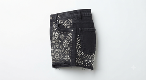 <b>White</b> Rhinestone Breathable Y2K Gothic Light Wash Straight Denim <b>Shorts</b> for <b>Women</b>-Vintage Style Summer Fashion - Product Image 2