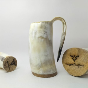 Taza de Cuerno Natural Hecha a Mano, Taza para Beber de Cuerno de Búfalo con Acabado Rústico, Taza de Cerveza para Bar en Casa y Uso al Aire Libre - Product Image 4
