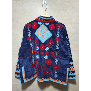 Veste en velours pour femme, style artisanal, nouvelle collection, vêtement d'hiver, design original, veste en velours pour femme, style bohème. - Product Image 6
