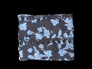Factory Direct Premium <b>Navy</b> Blue Floral Cotton Fabric with <b>Navy</b> Blue Schiffli Eyelet Embroidery - Printed Botanical Design - Product Image 3