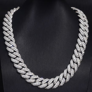 Luxury Iced Out Cuban Link Hip Hop Chain White Gold Finish <b>Statement</b> <b>Necklace</b> for Men Women Premium Fashion Jewelry - Product Image 1