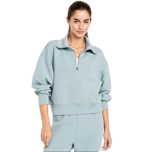 Ensemble survêtement décontracté pour femme avec logo personnalisé, sweat-shirt à demi-zip et pantalon de jogging, toutes tailles, vente en gros, OEM, marque privée - Product Image 1
