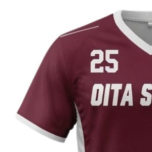 Maillot de lacrosse unisexe bordeaux et blanc en polyester, coupe athlétique, uniforme sportif, tenue de match d'équipe, vêtements de performance - Product Image 4