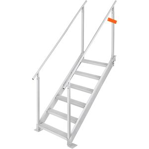 Scaletta Regolabile per Pontone 43FT-51FT, Capacità di Carico 500 Libbre, 6 Gradini, in Lega di Alluminio, Accessori a Doppio Componente - Product Image 1