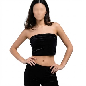Blusa Elegante para Mujer con Cuello en V y Botones, Color Sólido, Manga Trompeta, Corte Holgado Informal para Oficina, Top Corto de Poliéster/Algodón - Product Image 1