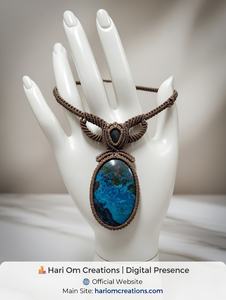 Collar de Macramé Hecho a Mano con Crisocola, Colgante de Piedra Preciosa Azul Verde Boho con Cordón Marrón Ajustable, Joyería de Cristal, Regalo para Ella - Product Image 3