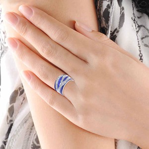 Anillo de Diamantes con Ondas Superpuestas, Banda Celestial, Diamantes con Brillo Bronceado y Luz de Medianoche - Product Image 2