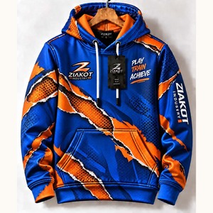 Sudadera con Capucha Deportiva de Moda con Bandera Americana 3D en Rojo y Blanco, Cosida a Medida por Ziakot Industry, Venta al Por Mayor Directa - Product Image 2