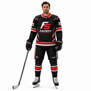 Custom Ice Hockey Uniform Set Sublimated Long Sleeve Jersey Shorts <b>Socks</b> Private Label OEM Teamwear Uniforms - Product Image 4