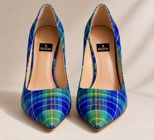 Chaussures à talons hauts pour femmes, style écossais, pour mariage et fête, escarpins à bout pointu, mode, OEM ODM, vente en gros - Product Image 1