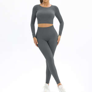 Ensemble de yoga 2 pièces pour femme de haute qualité OEM : Leggings et soutien-gorge de sport sans bretelles - Product Image 1