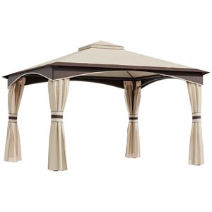 Gazebo da Esterno 10x12 piedi con Telaio in Acciaio, Tetto a 2 Livelli e Rete per Riporre Cappotti da Donna nel Prato - Product Image 1