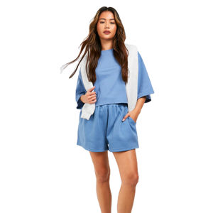 Ensemble court pour femme avec logo personnalisé, ensemble sport décontracté deux pièces, t-shirt 100% coton de haute qualité, taille élastique, ensembles jumeaux - Product Image 4