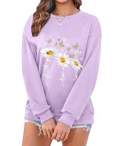 Nueva Llegada Sudadera de Algodón para Mujer de Lujo con Manga Larga, Hombros Caídos, Estampado, Cómoda, Casual, Invierno, Personalizada - Product Image 4