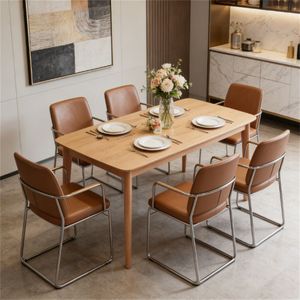 Natural Wooden Rectangular <b>Dining</b> <b>Table</b> <b>for</b> Kitchen and Office <b>Desk</b> Use - Product Image 1