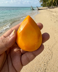 พลอยแซฟไฟร์สีเหลืองรูปหยดน้ำทรงมรกตขนาดใหญ่  ขัดเงาเหลี่ยมเพชรพลอย  สำหรับทำเครื่องประดับ - Product Image 2