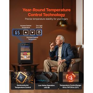 Humidor Elettrico per Sigari da 16L, 100 Sigari, Ripiani in Legno di Cedro Spagnolo con Controllo della Temperatura, Uso Domestico - Product Image 2
