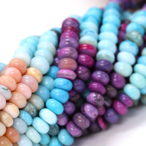 Cuentas de Ópalo Multicolor en Forma de Rondelle: Azul Cielo y Morado, Calidad AAA - Product Image 3