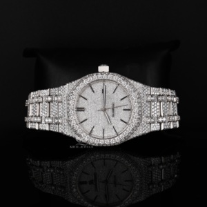 นาฬิกาข้อมือหรูหราประดับเพชรโมอิสซาไนต์แบบอัตโนมัติ ตัวเรือนสแตนเลสสตีล หน้าปัดแบบแท่ง สไตล์ฮิปฮอป บลิงๆ สำหรับผู้ชาย ใช้ได้ทุกวัน สีขาว - Product Image 4